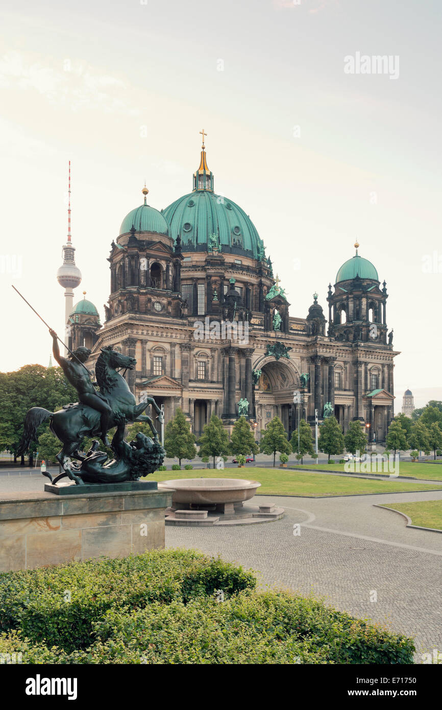 Germany, Berlin, view to Berlin Cathedral with pleasure garden in the foreground and television tower in the background Stock Photo
