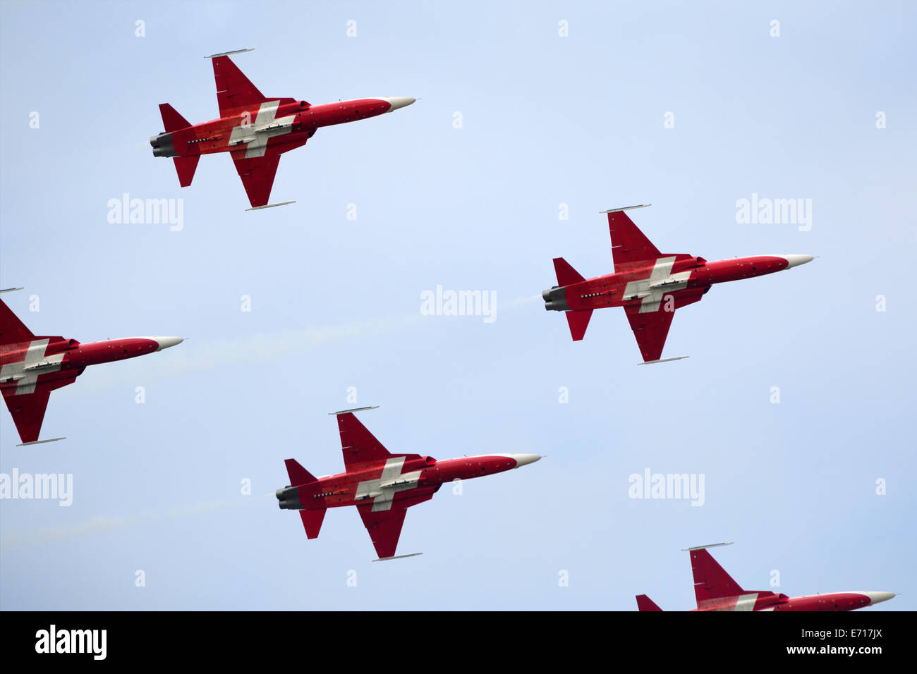 Payerne, Switzerland, 30th Aug, 2014. Patrouille Suisse at the air Show at AIR14 on Saturday 30th August Stock Photo