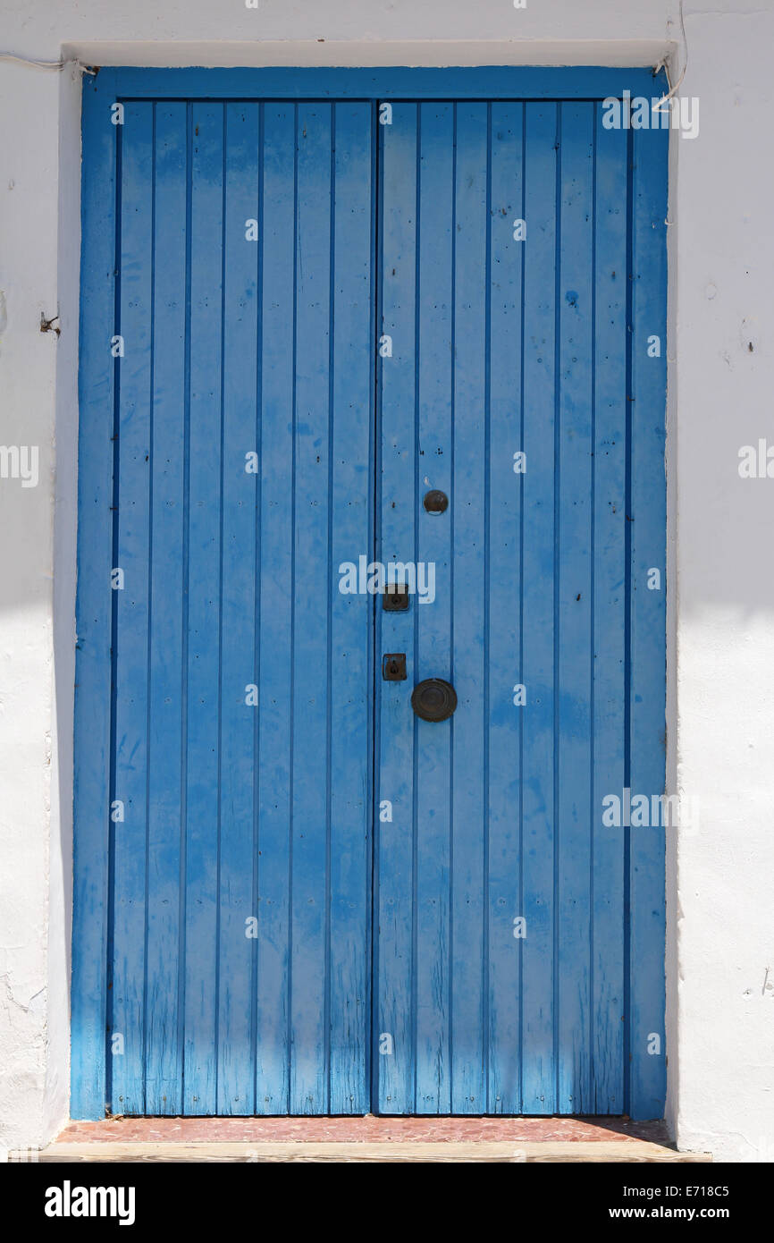 Blue paint wooden door Stock Photo Alamy