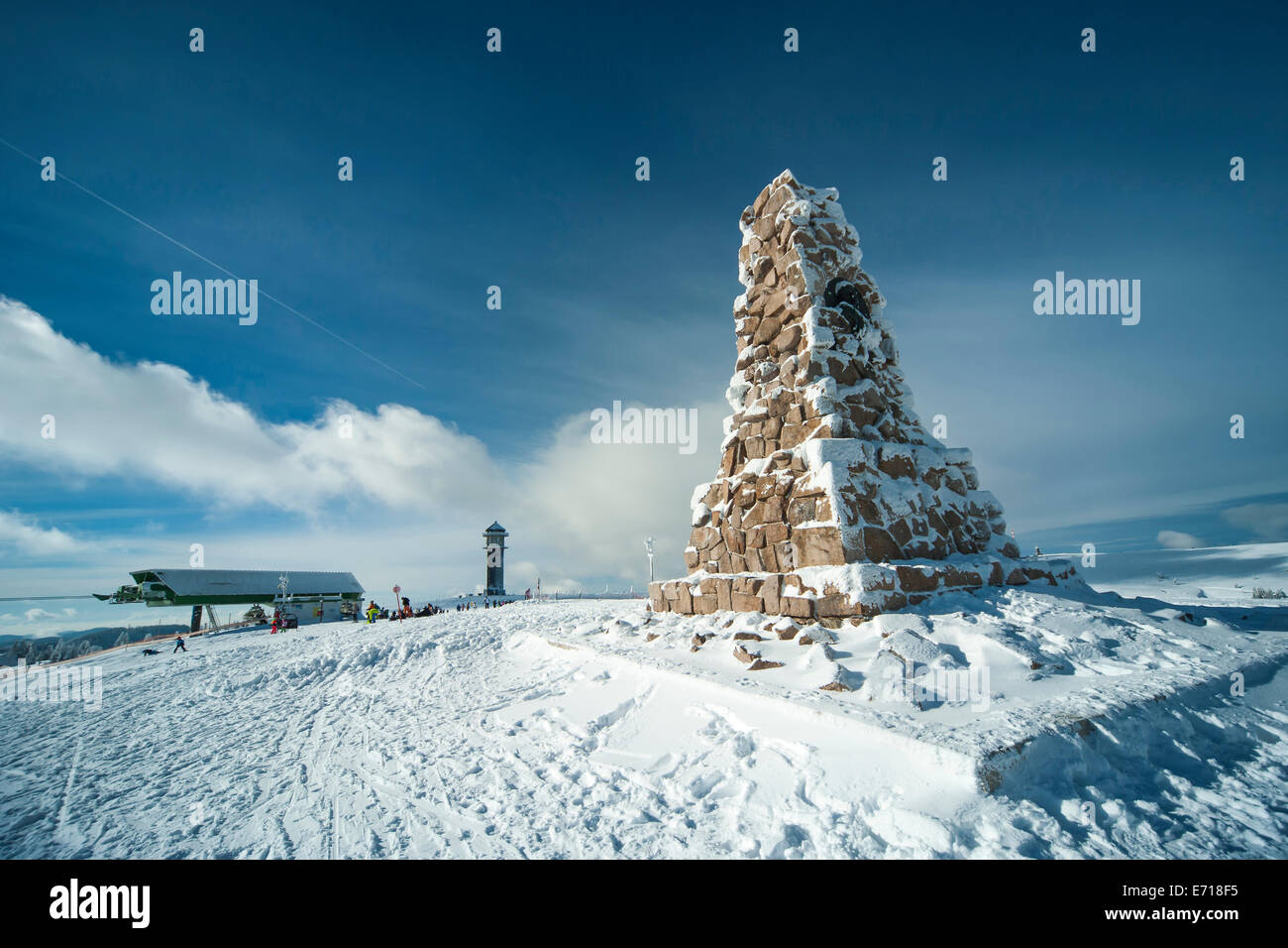 Germany, Baden-Wuerttemberg, Feldberg, Ski lift and Feldberg Tower ...