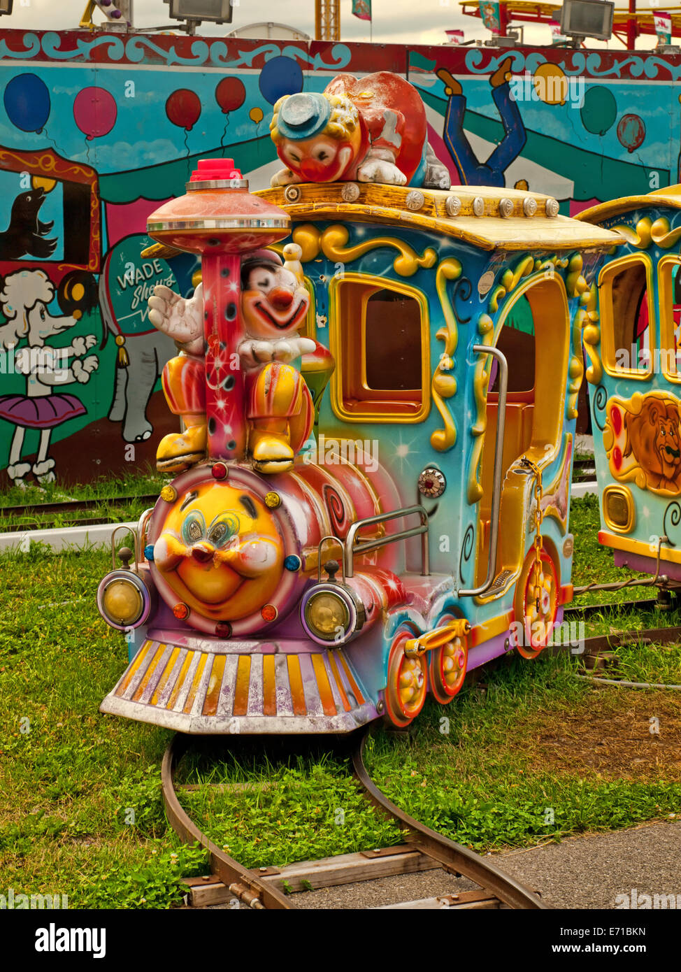 children's train ride at a kiddie land Stock Photo