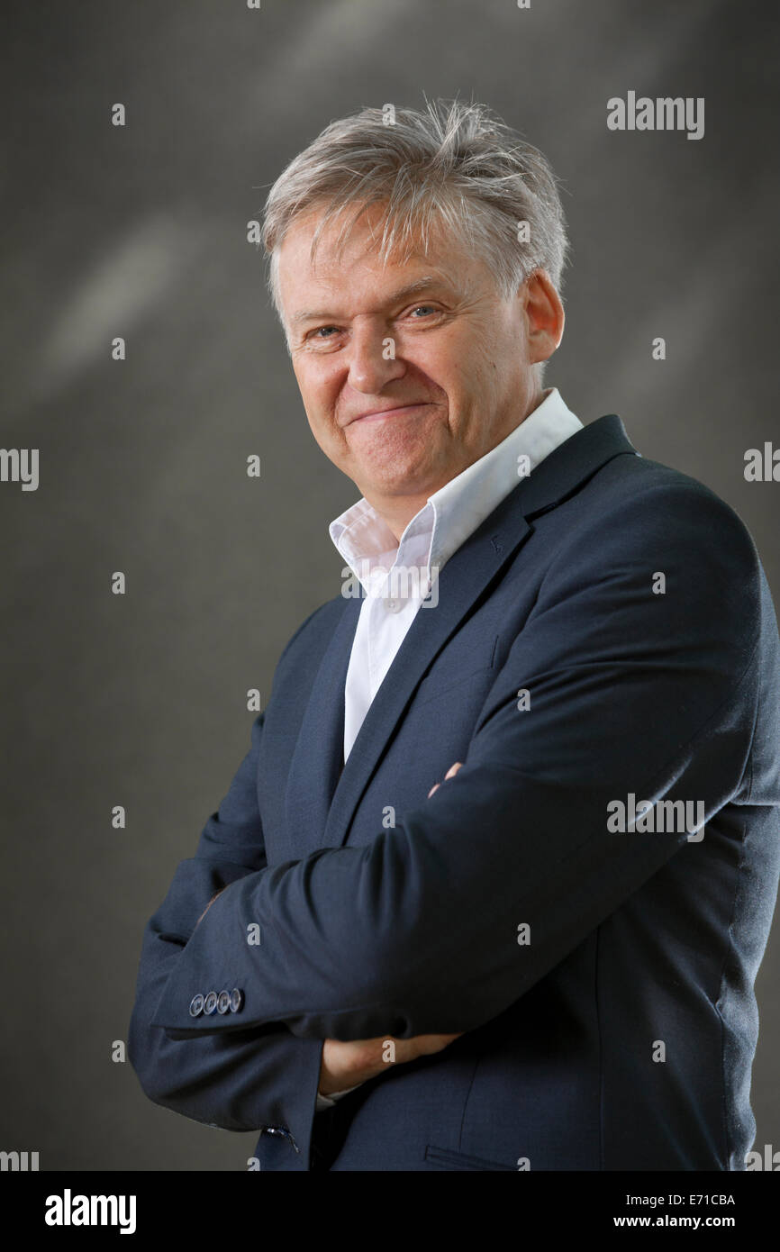 Iain Macwhirter, political commentator, journalist and author, at the Edinburgh International Book Festival 2014. Scotland. Stock Photo