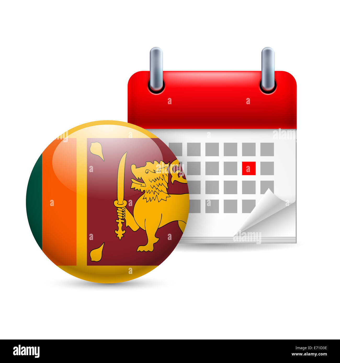 Calendar and round flag icon. National holiday in Sri Lanka Stock Photo -  Alamy