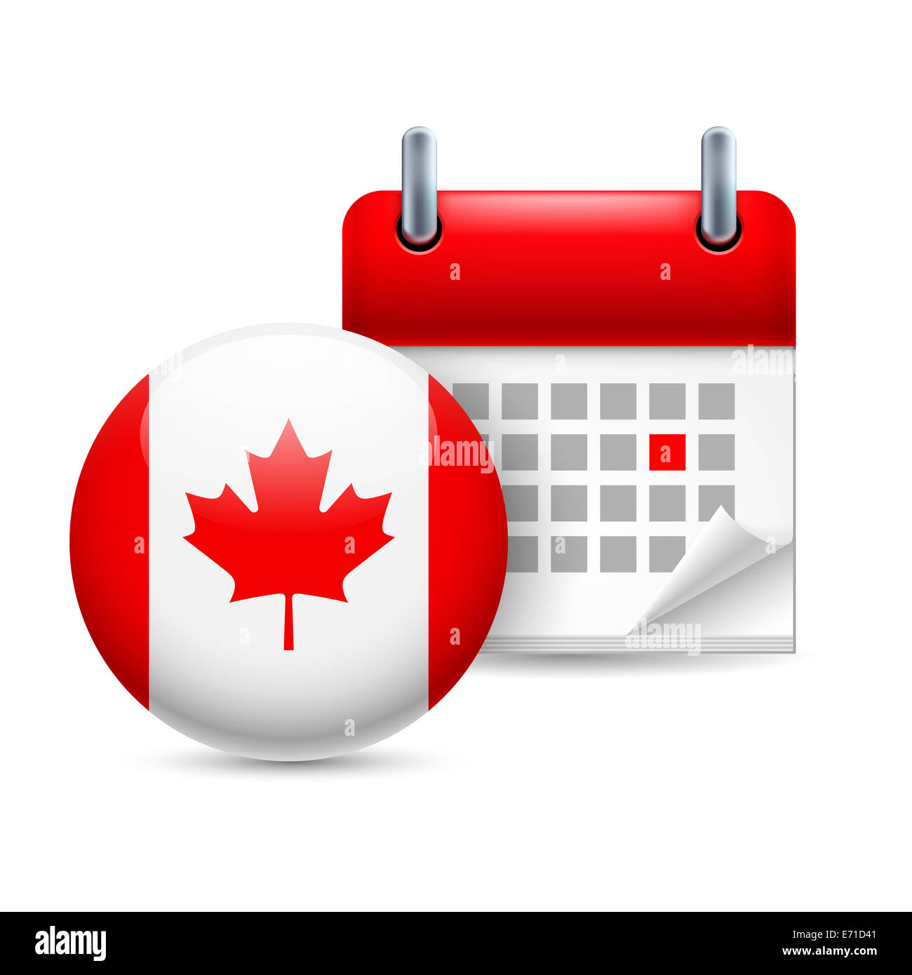 Calendar and round Canadian flag icon. National holiday in Canada Stock ...