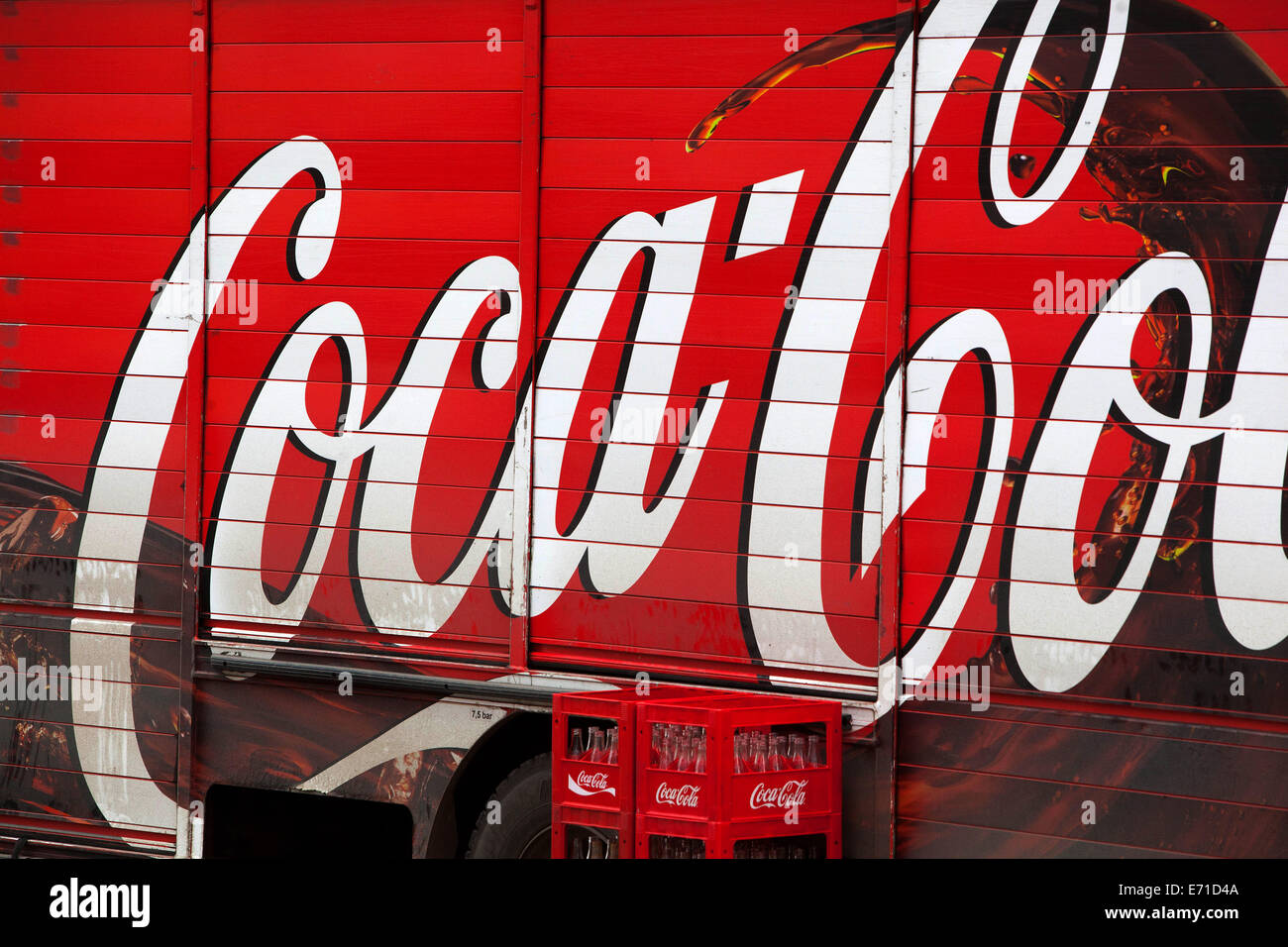 Coca Cola delivery truck logo sign Stock Photo