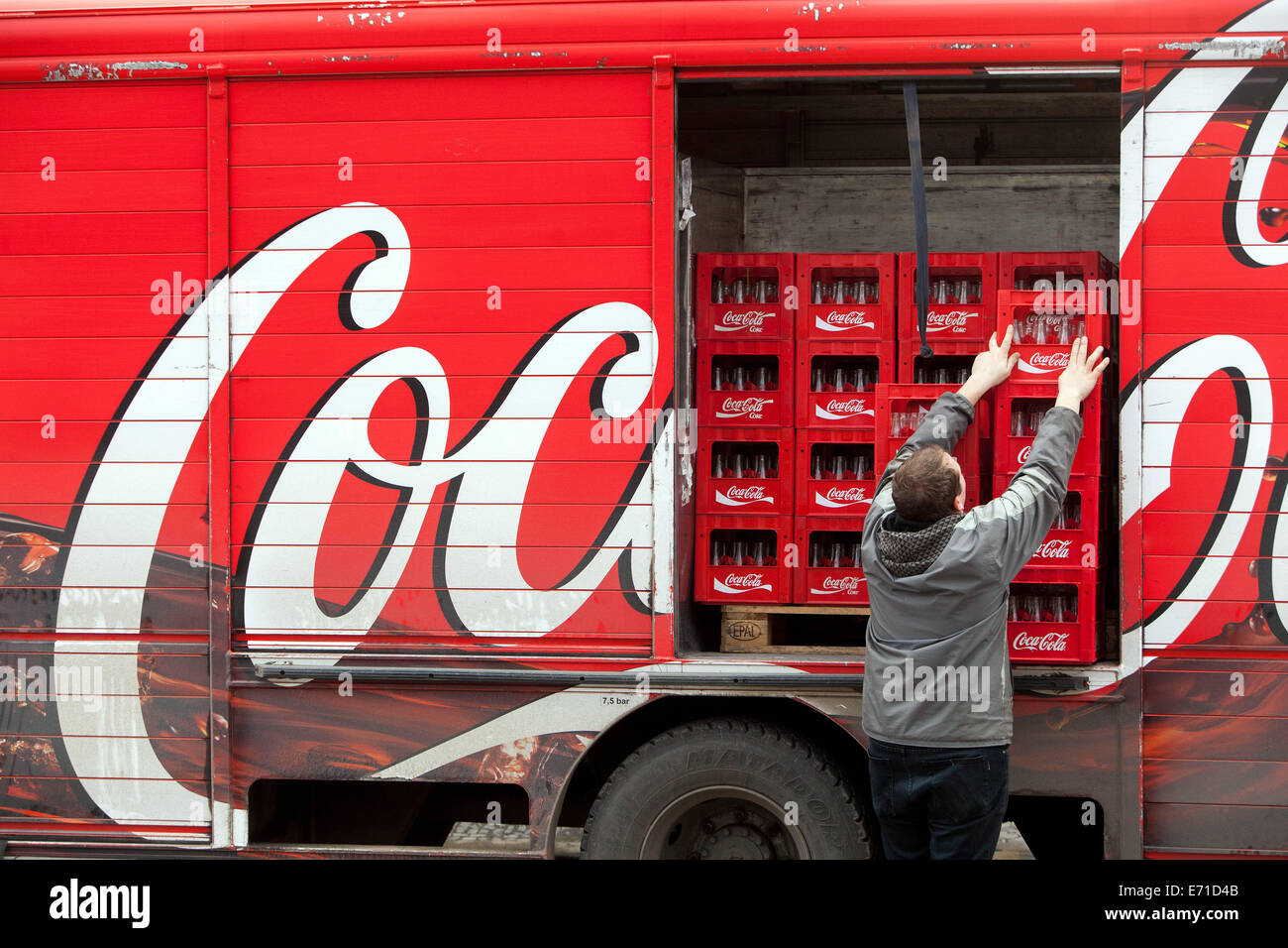 Coca-Cola delivery truck logo, sign Stock Photo