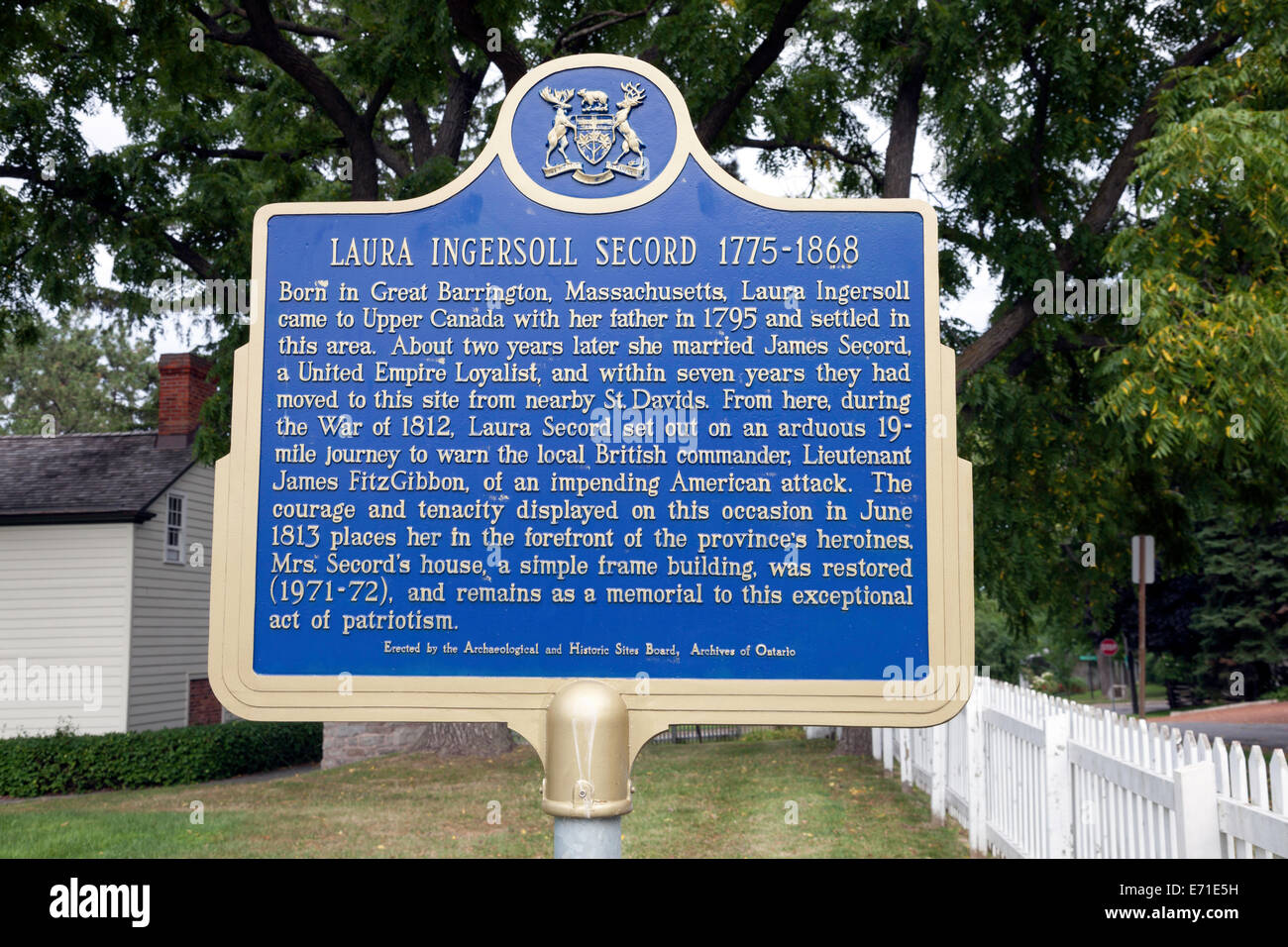 Laura Ingersoll Secord 17751868, Queenstone, Ontario,historic Canada