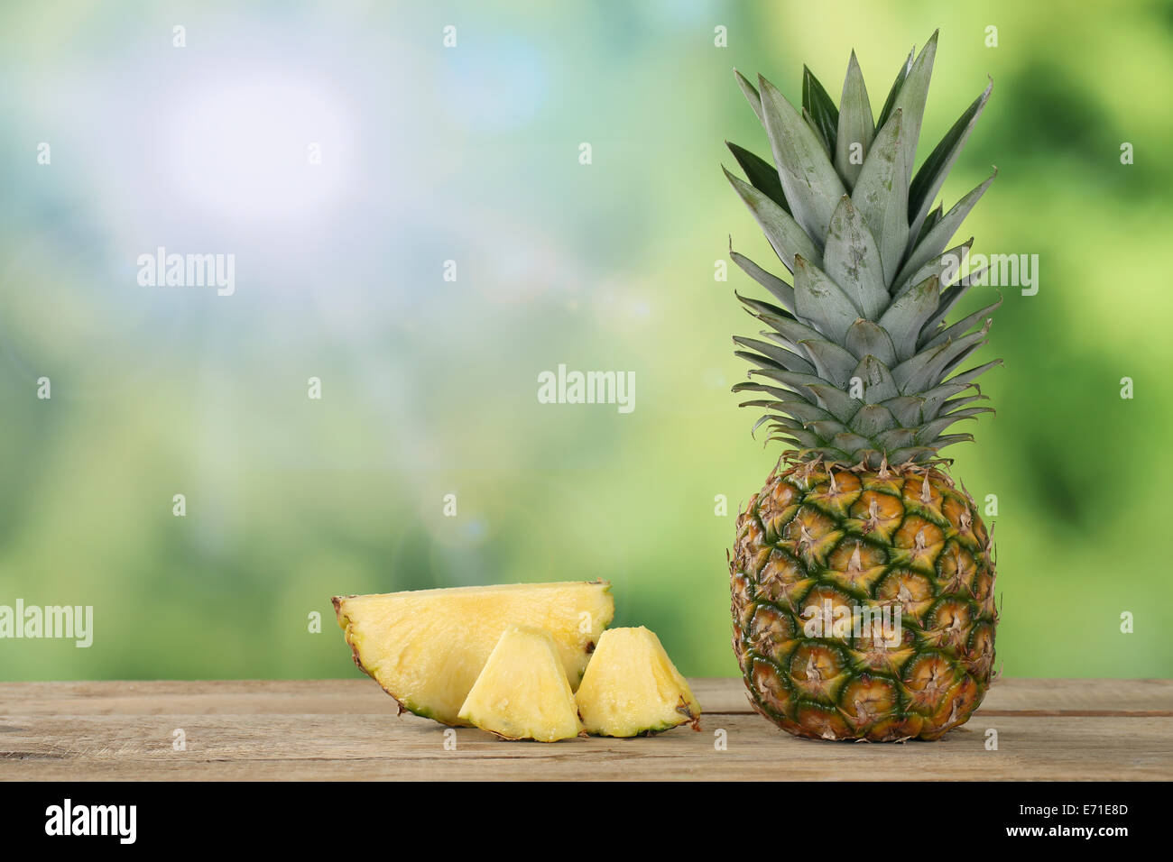 Fresh pineapple fruit in summer with copyspace Stock Photo