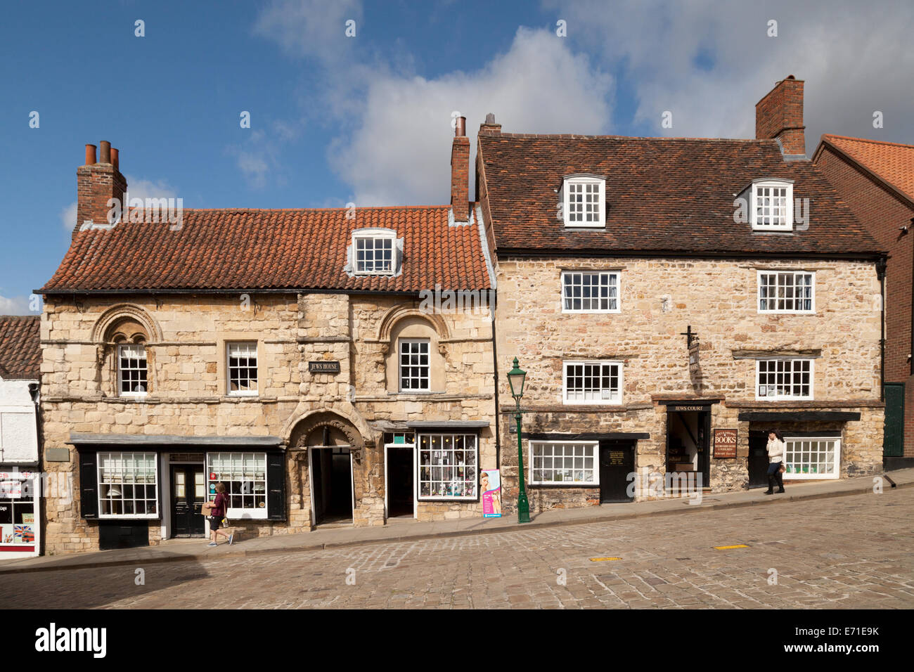 Jews House (on the left), and Jews Court, two of the oldest houses in England dating from 12th century, Steep Hill, Lincoln, UK Stock Photo