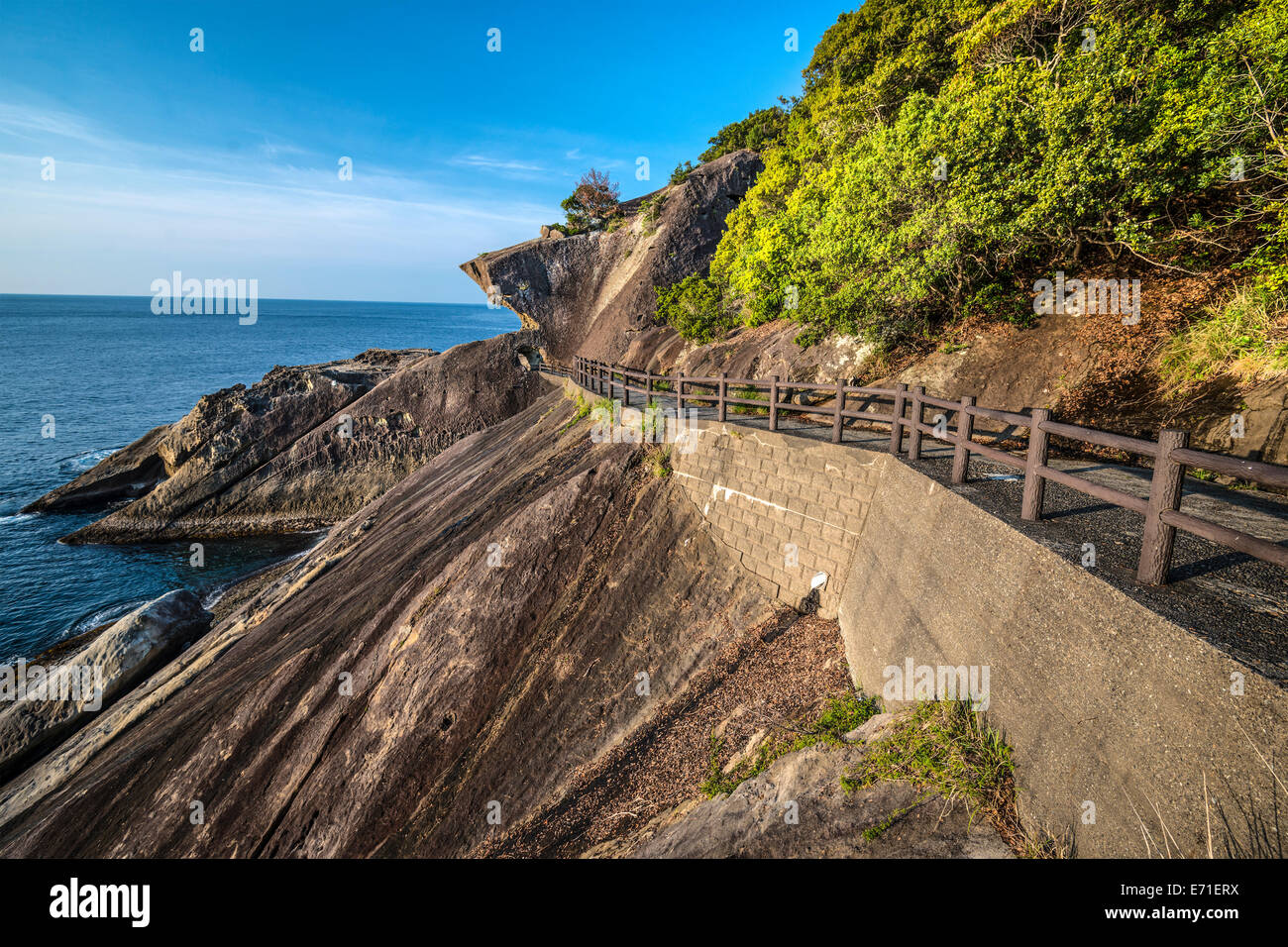 Kumano, Japan coast line at Onigajo "Devil's Castle" rocks on the coastline. Stock Photo