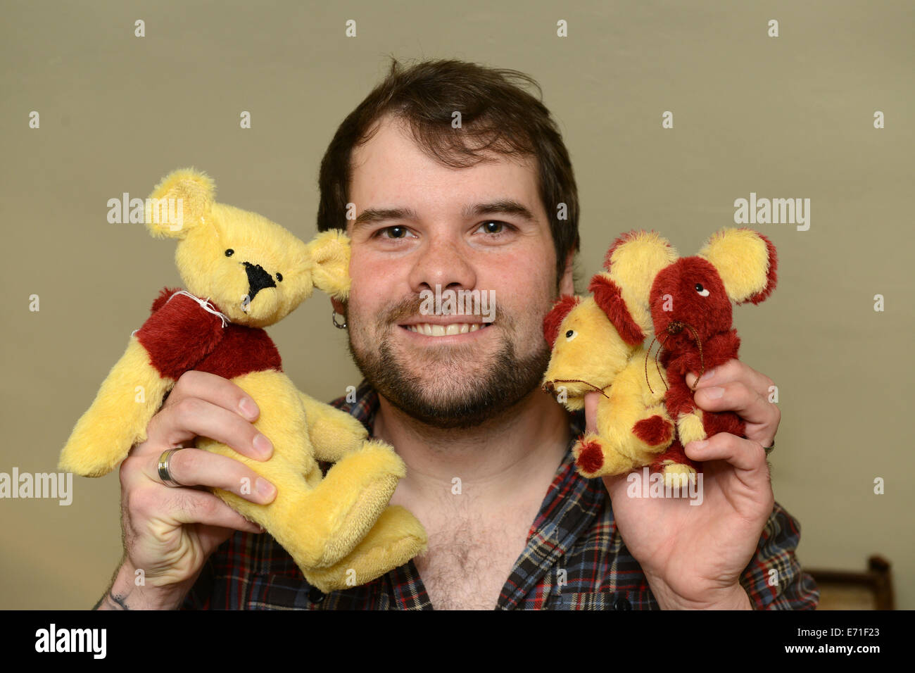 British Teddy Bear maker artist Keith Hatton of Telford with some of