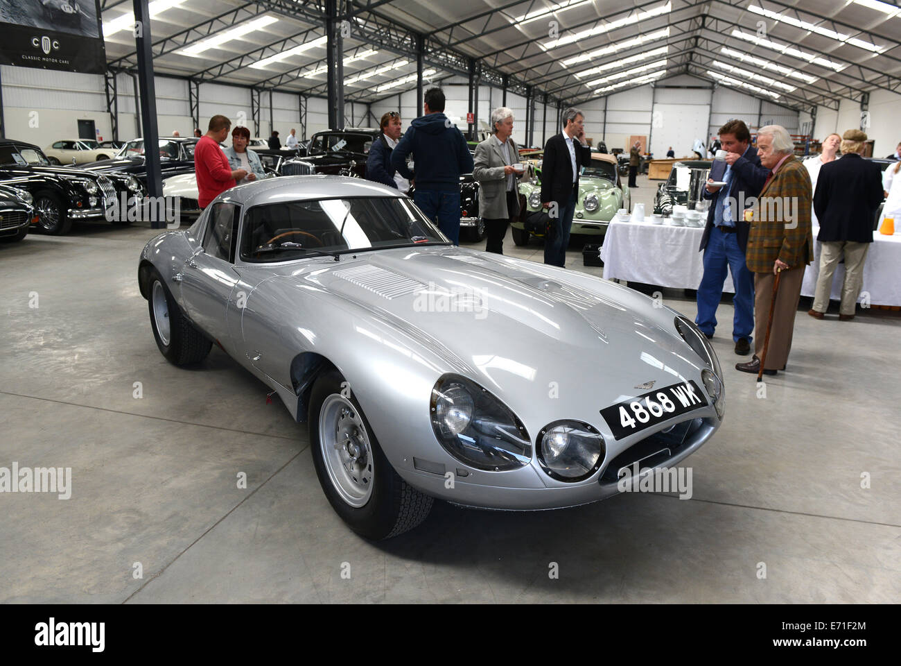 Jaguar E-Type Lightweight ÒLindnerÓ made in the 1960s and restored at Classic Motor Cars Uk Stock Photo