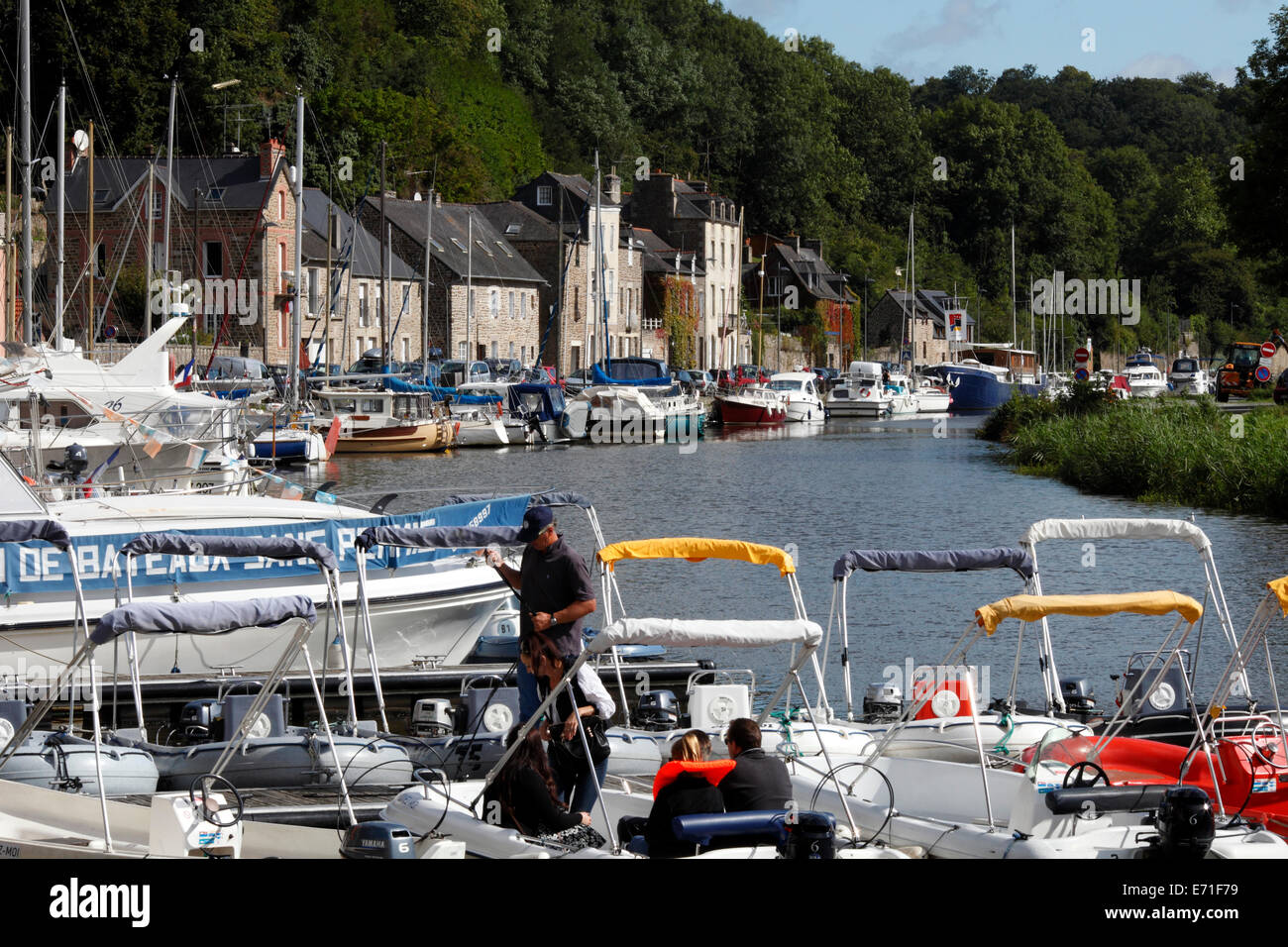 Dinan Port and the river Rance, Brittany, France Stock Photo