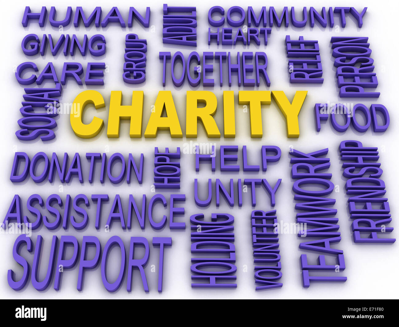 3d imagen Charity concept in word collage Stock Photo