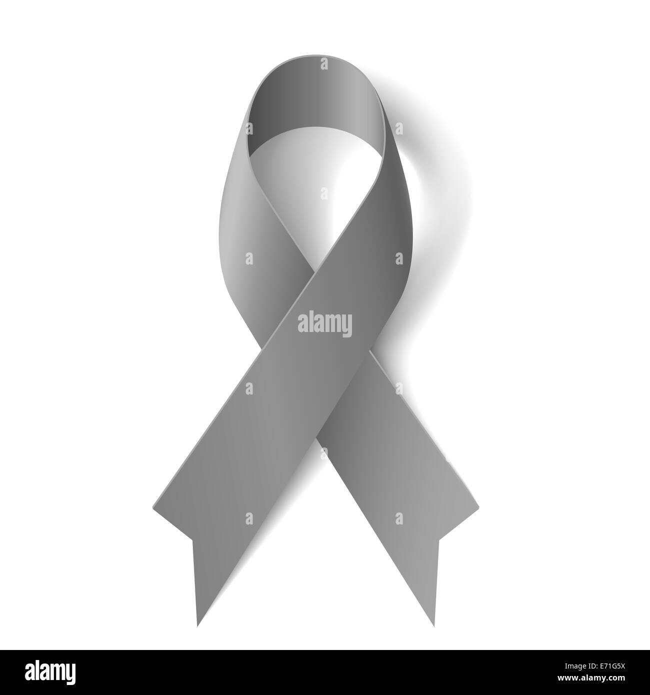 Grey ribbon as symbol of borderline personality disorder, diabetes, asthma and brain cancer awareness Stock Photo