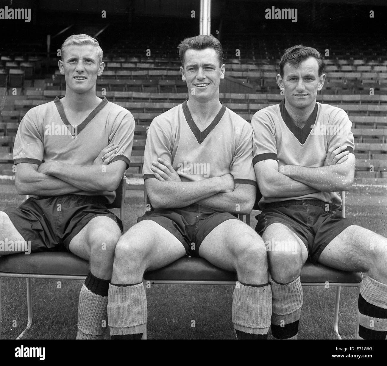 John Harris, Peter McParland and Jimmy Murray Wolverhampton Wanderers footballer August 3rd 1962 Stock Photo