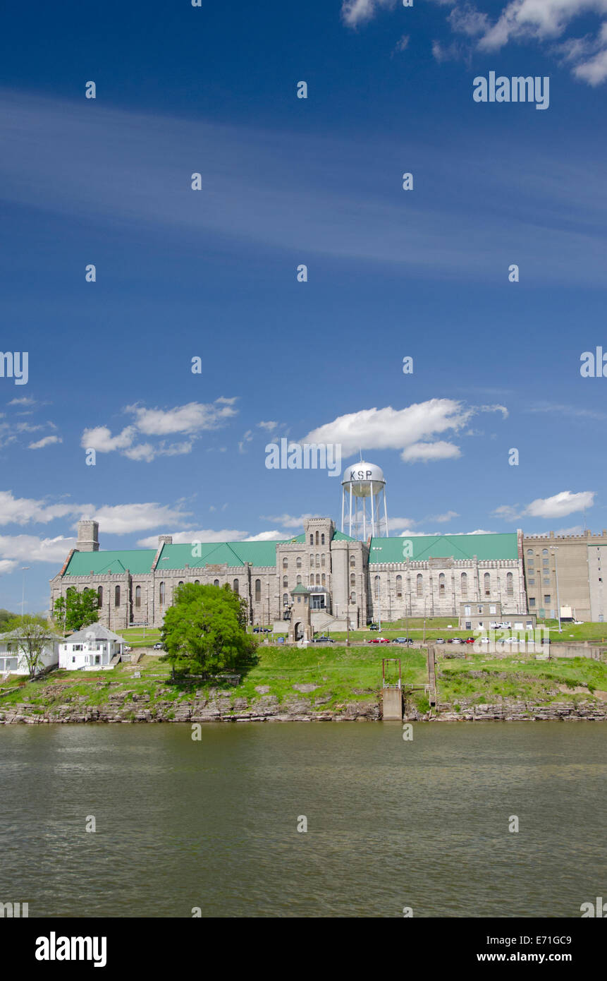 USA, Kentucky, Eddyville. Lake Barkley view of historic Kentucky State Penitentiary (aka Castle