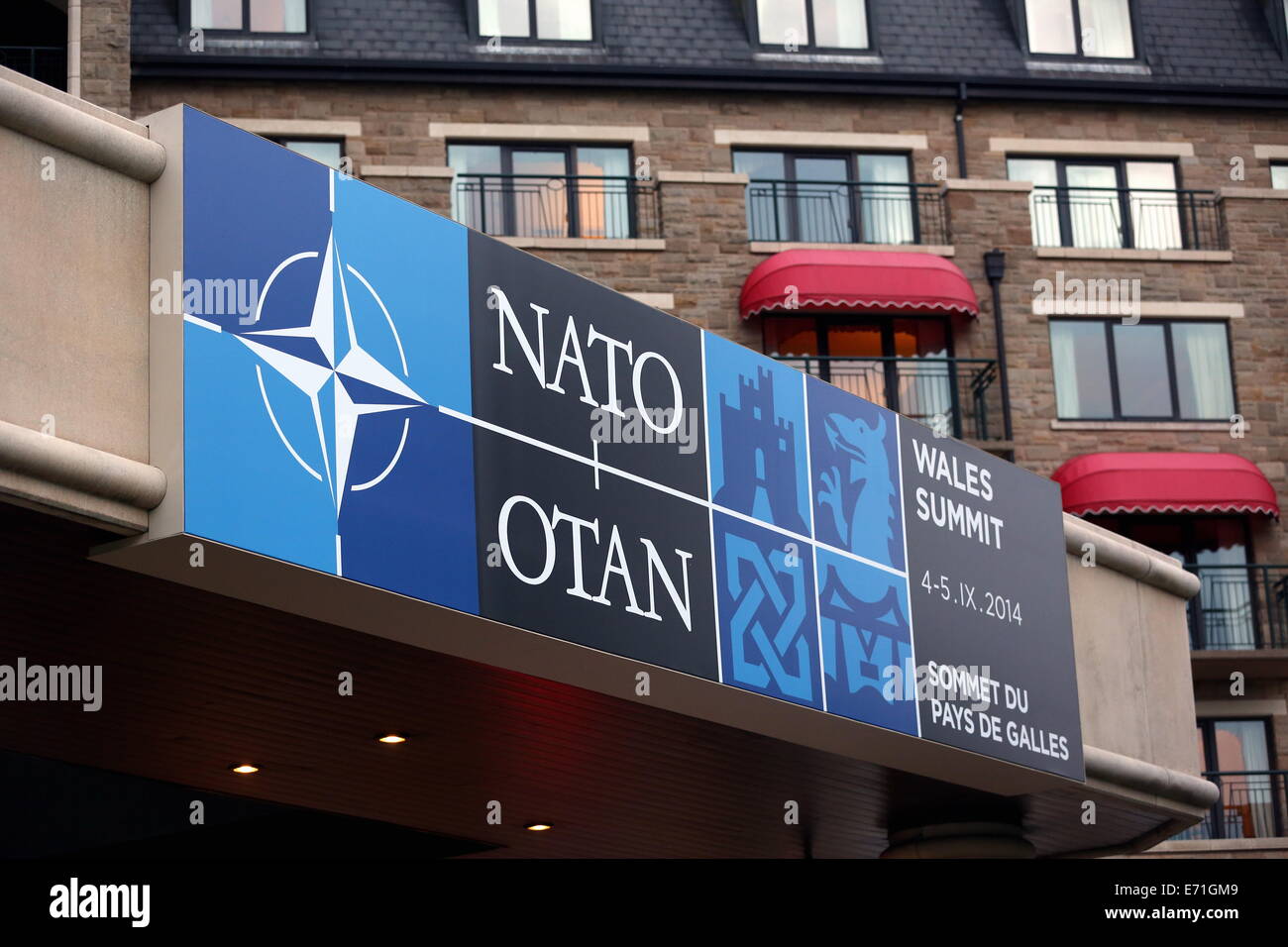 Newport, Wales, UK. 3rd September, 2014.  Pictured: Celtic Manor Hotel, the main venue for the NATO Summit.  Re: NATO Summit, Celtic Manor near Newport, south Wales UK Credit:  D Legakis/Alamy Live News Stock Photo