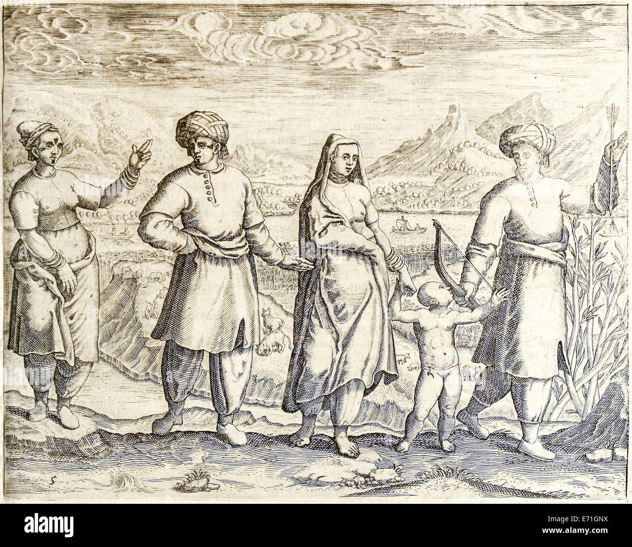 Arab and Ethiopian inhabitants of Goa from "Indiae Orientalis" 1599 by Theodor de Bry. See description for further information.