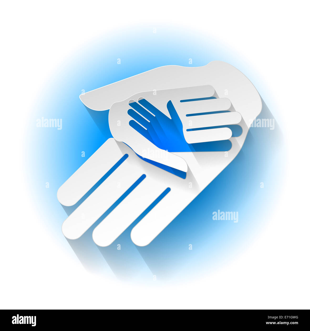 Helping hands in paper style. Symbol of help and teamwork Stock Photo Alamy