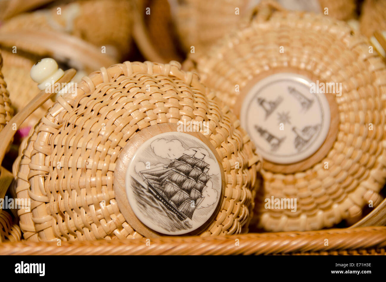 USA, Massachusetts, Nantucket. Traditional Nantucket baskets with