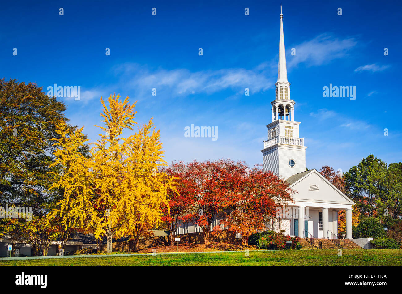 Traditional southern church in the autumn season. Stock Photo