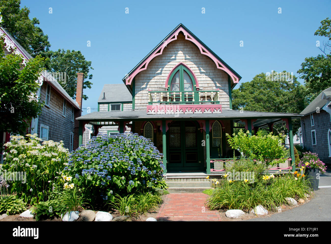 USA, Massachusetts, Martha's Vineyard, Oak Bluffs. Historic Victorian