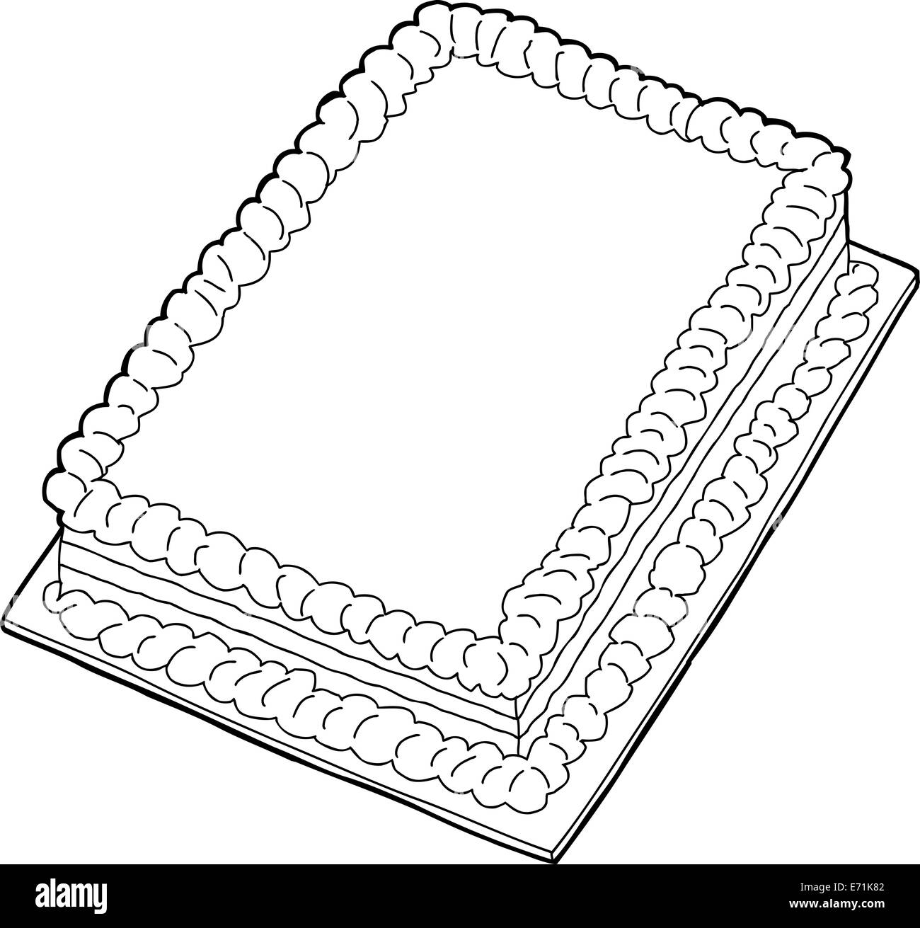 Fancy sheet cake with copy space in black outline Stock Photo Alamy