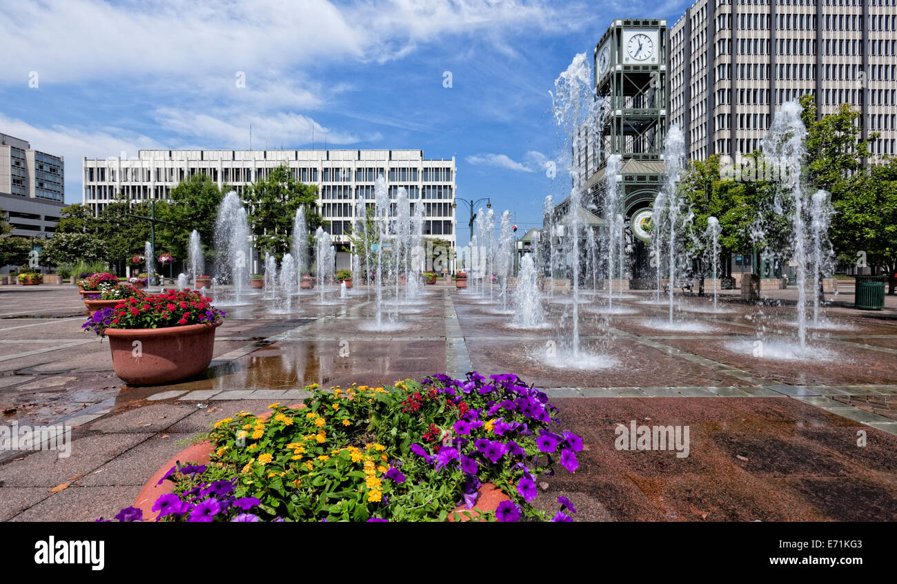 Fountains - Knoxville Civic Center Plaza - Tennessee Stock Photo
