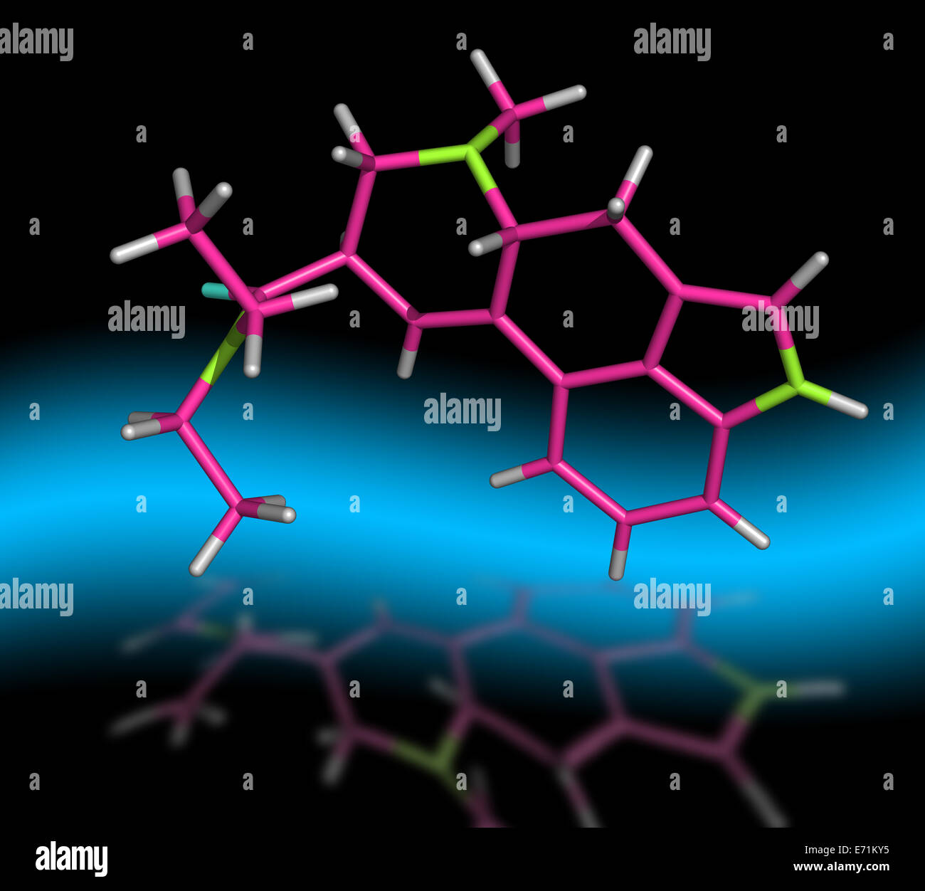 Molecule of Lysergic acid diethylamide, abbreviated LSD or LSD-25 Stock Photo