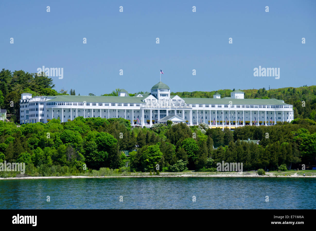 USA, Michigan, Mackinac Island. Lake Huron view of the historic ...
