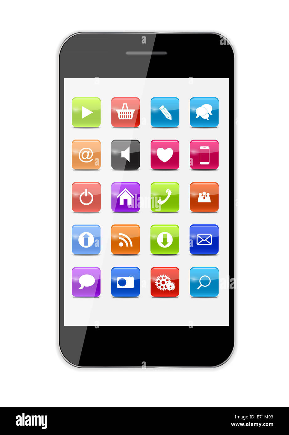 Abstract Design Mobile Phone with Glass Button Icons . Vector Il Stock ...