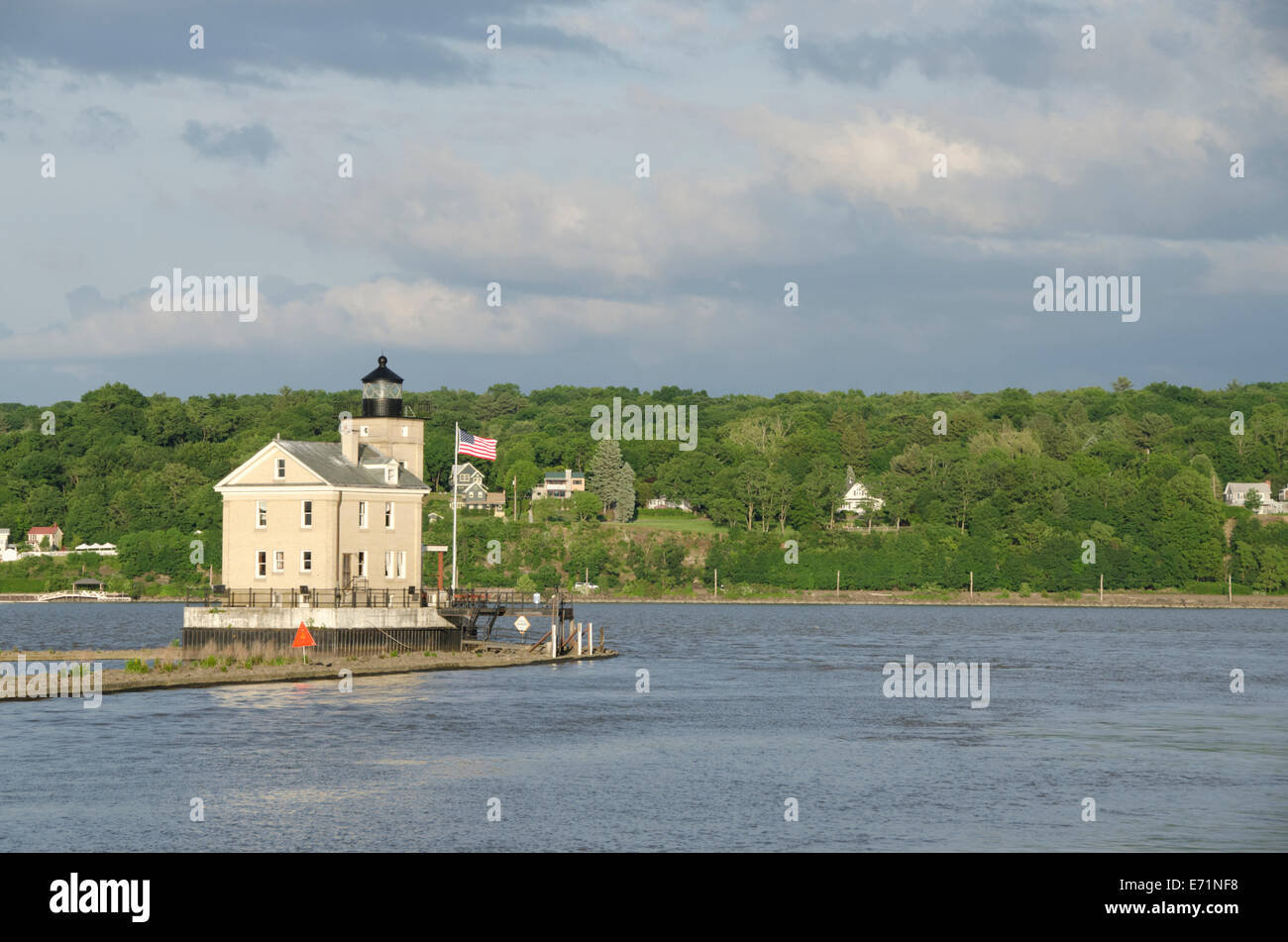 USA, New York, Kingston, Hudson River. Rondout Creek Light aka Kingston Lighthouse, est. 1838. Stock Photo