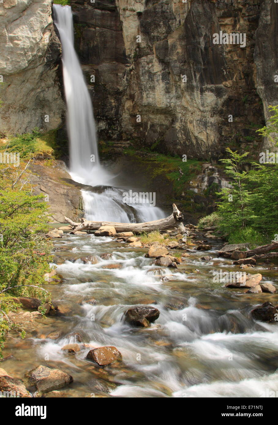 Chorrillo del Salto waterfall, a popular destination near the hiking town El Chalten in Fitz Roy National Park, Argentinia. Stock Photo