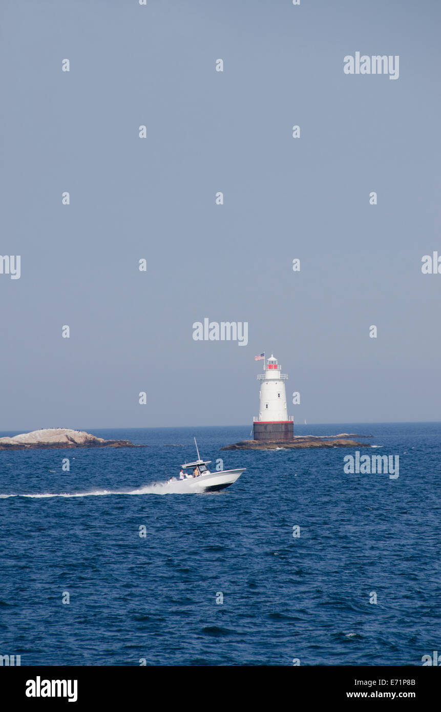 USA, Rhode Island, Little Compton, River. Point Light aka West Island Light