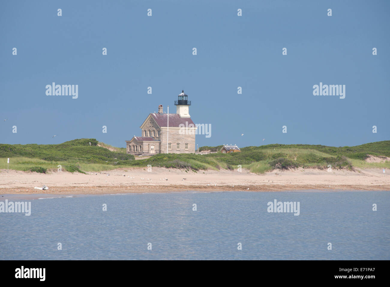 USA, Rhode Island, Block Island, Sandy Point. Historic North Light (lighthouse), c.1867. (Large format sizes available) Stock Photo