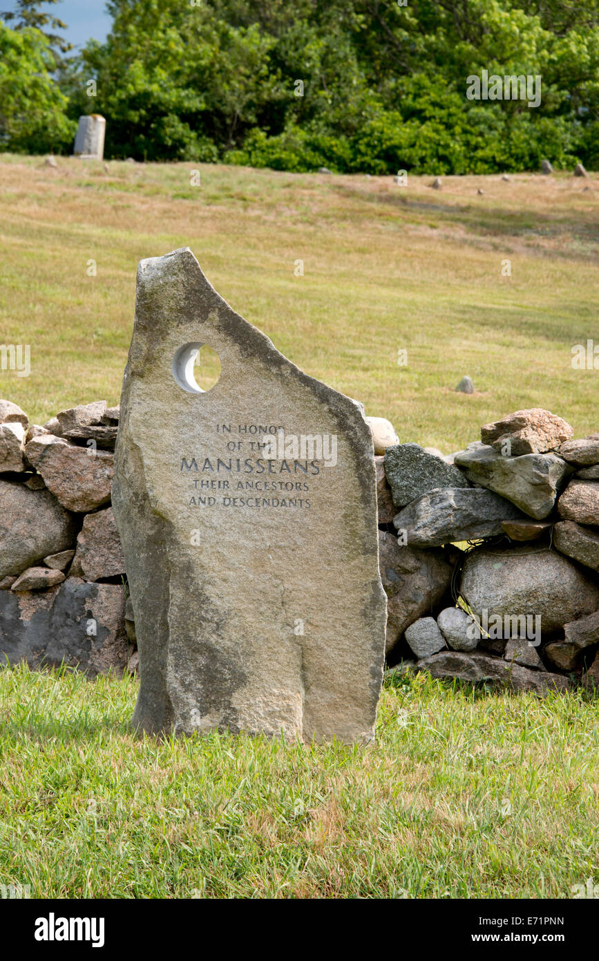 USA, Rhode Island, Block Island. Monument to the native people of Block