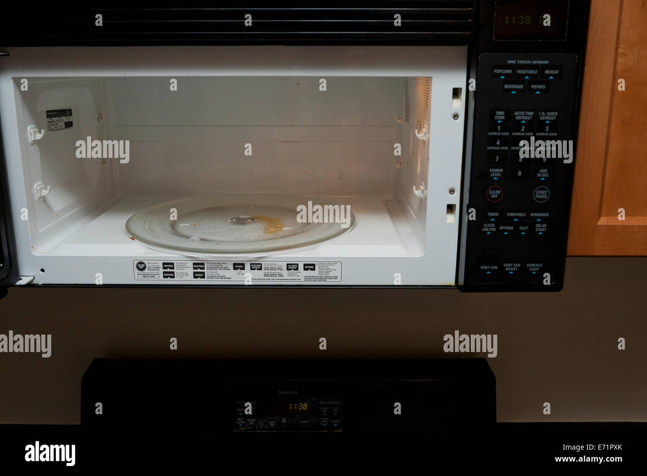 Dirty microwave oven interior Stock Photo Alamy