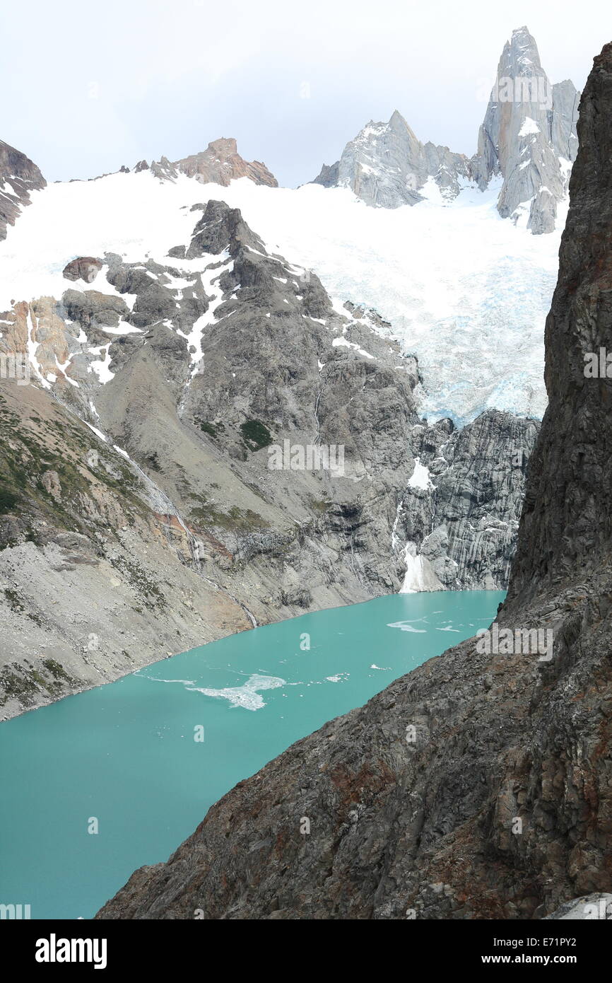 Laguna Sucia and Glacier Rio Blanco in Los Glaciares National Park, Argentina. Stock Photo
