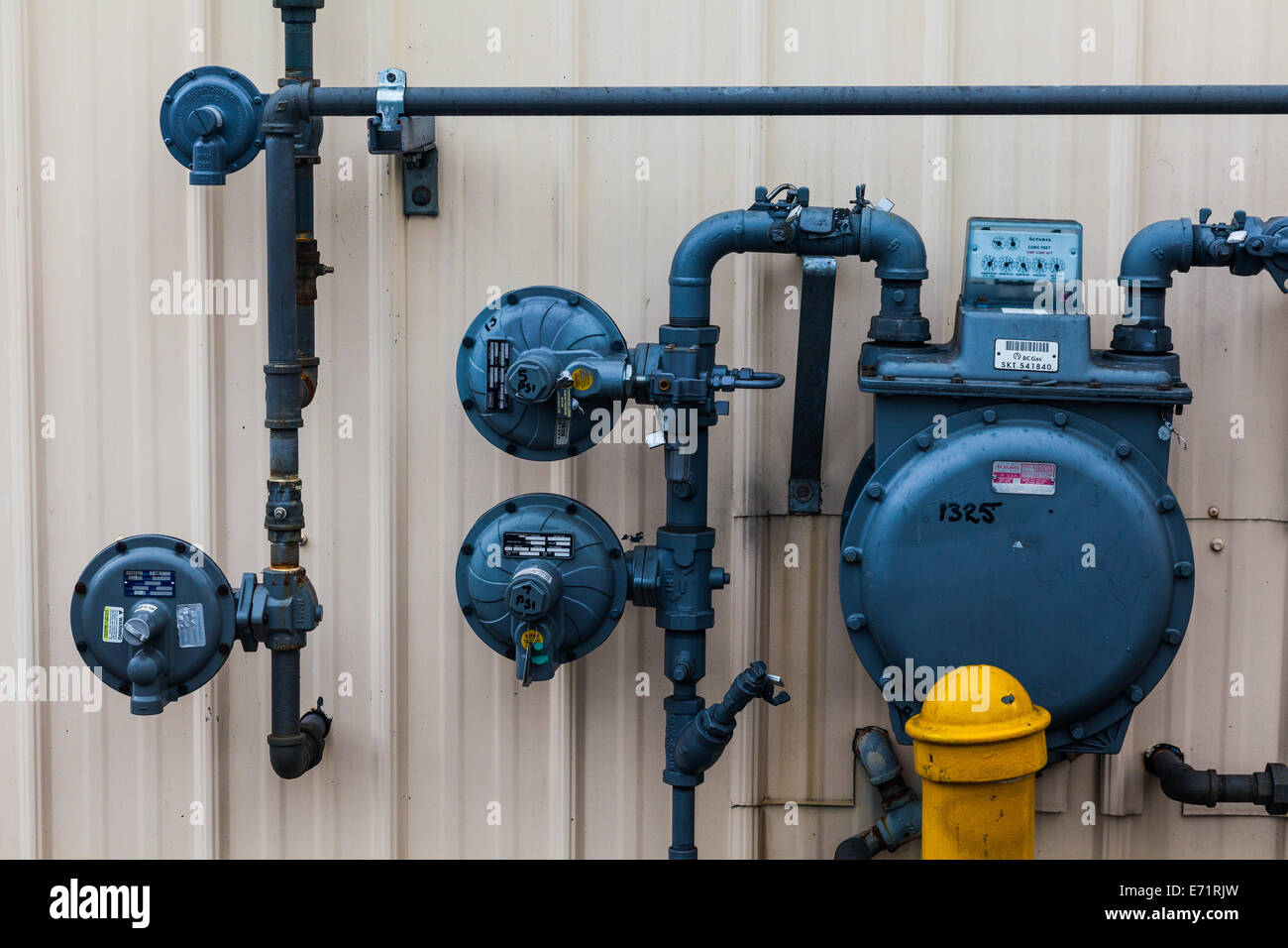 Natural gas supply and pressure management installation Stock Photo