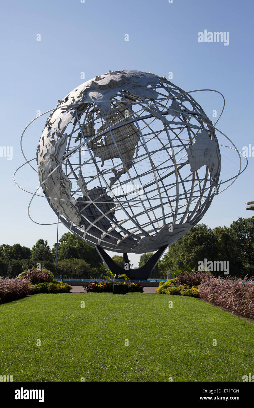 The Unisphere, in Flushing Meadows Corona Park the site of the US Open Tennis Championships Stock Photo