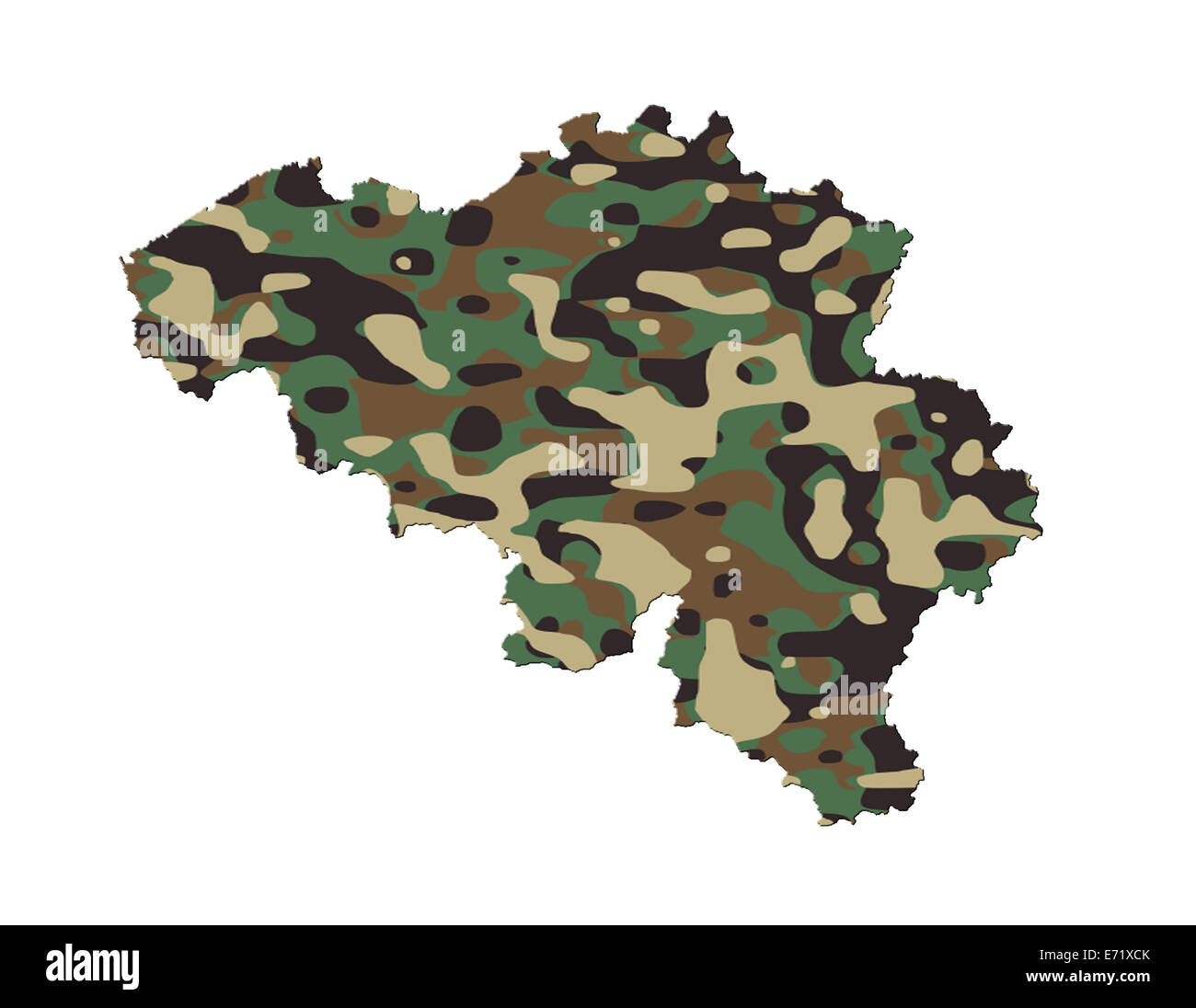Belgium - Map, filled with an army camo pattern Stock Photo