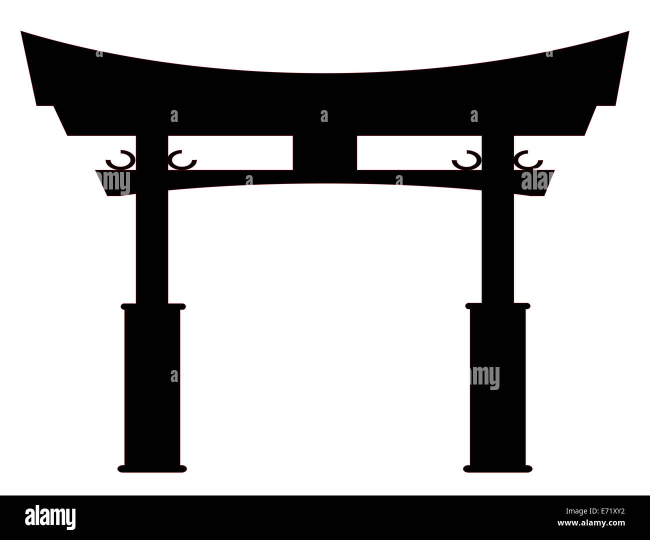 A typical Japanese Tori gate silhouette over white Stock Photo