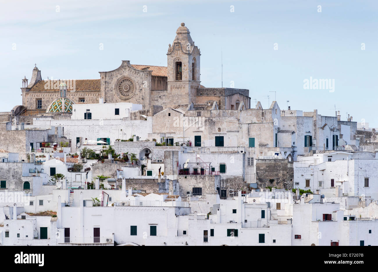 View of the town with the cathedral, Ostuni, Apulia, Italy Stock Photo