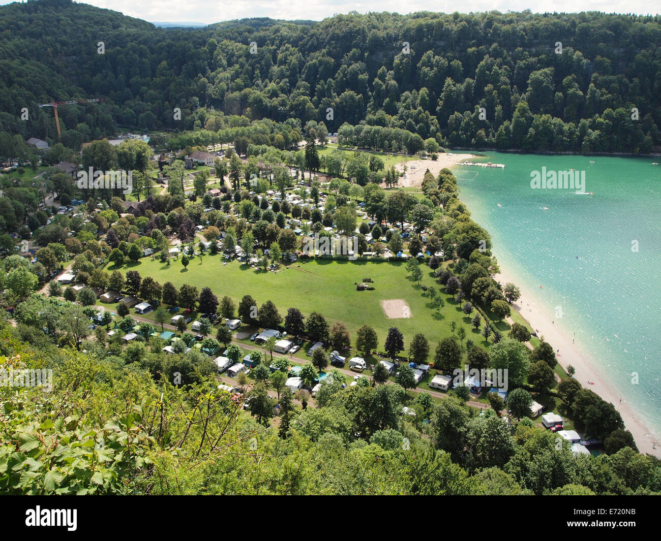Domaine de Chalain camping site on Lac de Chalain lake, Jura, France Stock Photo