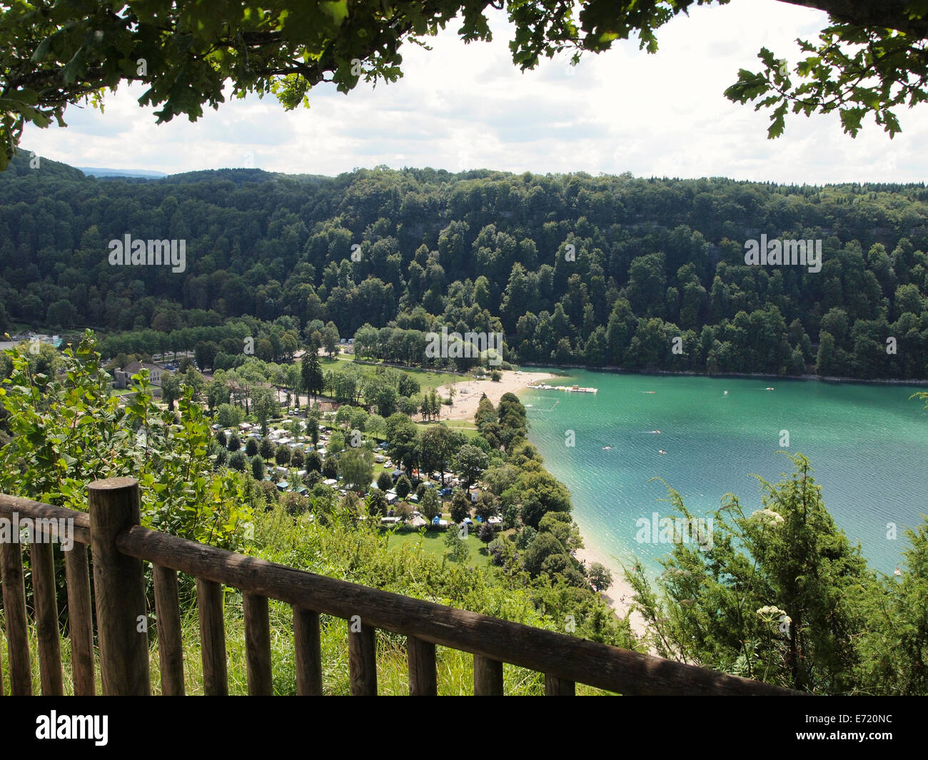 Domaine de Chalain camping site on Lac de Chalain lake, Jura, France Stock Photo
