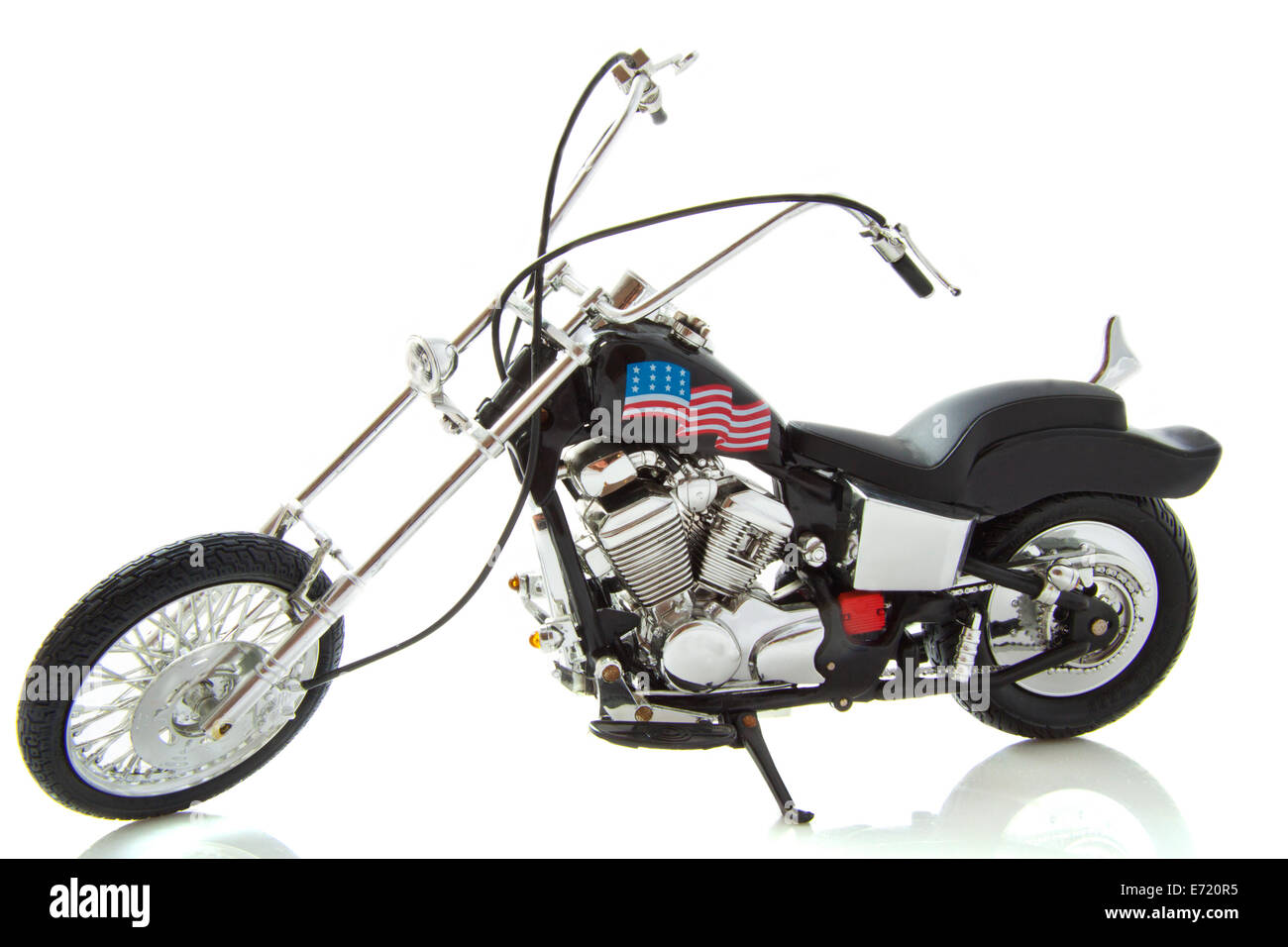 Motor cycle with american flag isolated over white Stock Photo