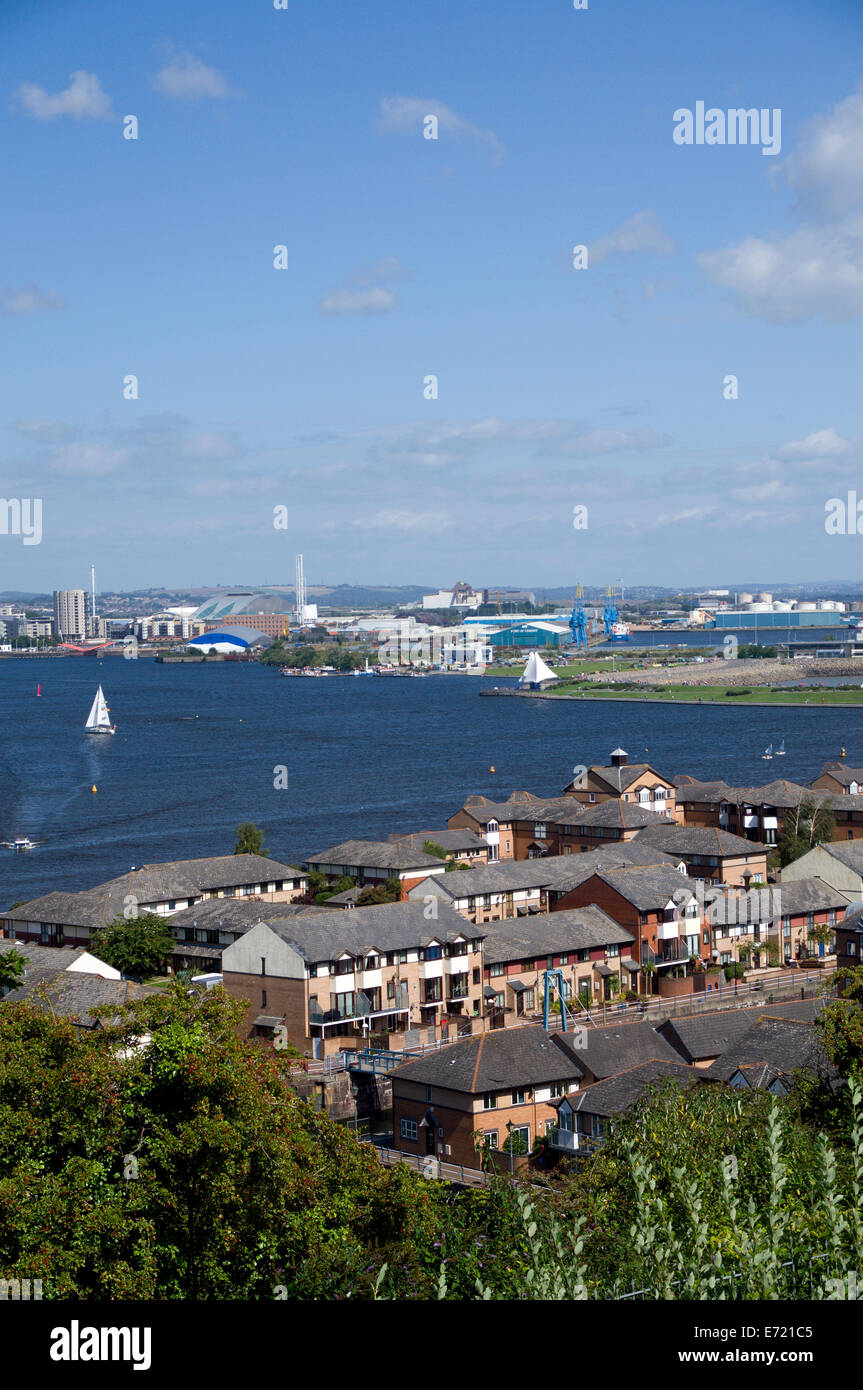 Cardiff Bay and Penarth Marina from Penarth, South Wales, UK Stock