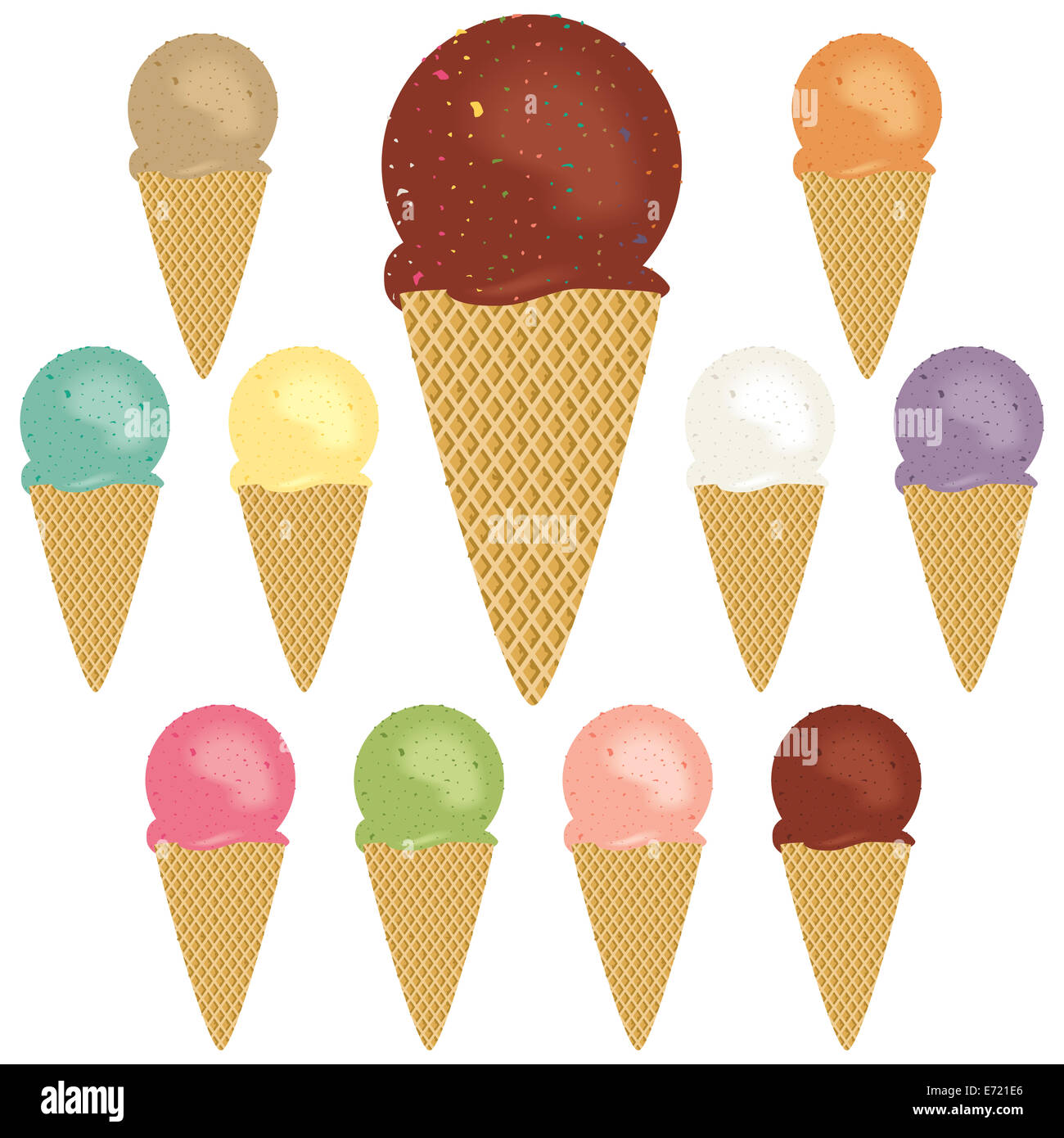 A selection of ice cream cone flavors Stock Photo Alamy