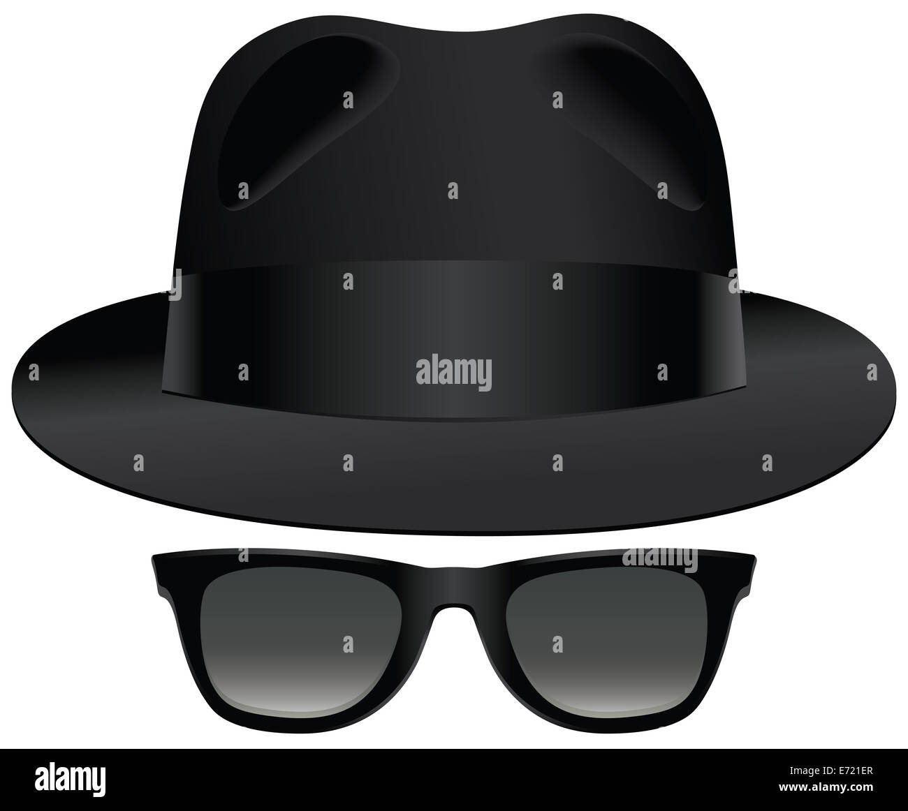 A classic set of black fedora and sunglasses Stock Photo Alamy